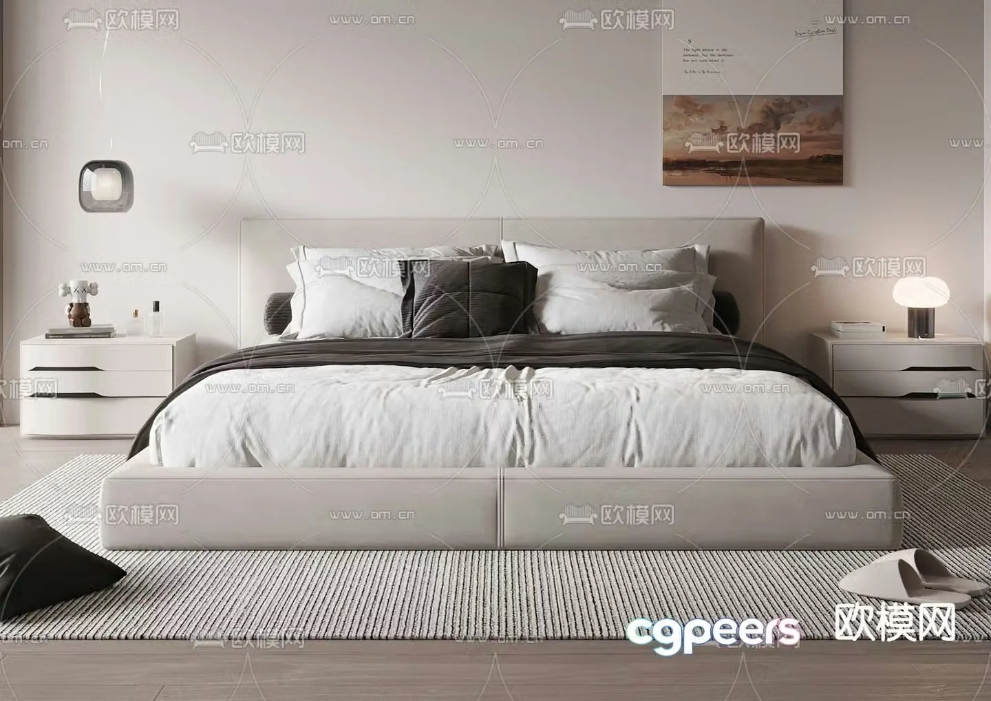 Modern double bed 3d model