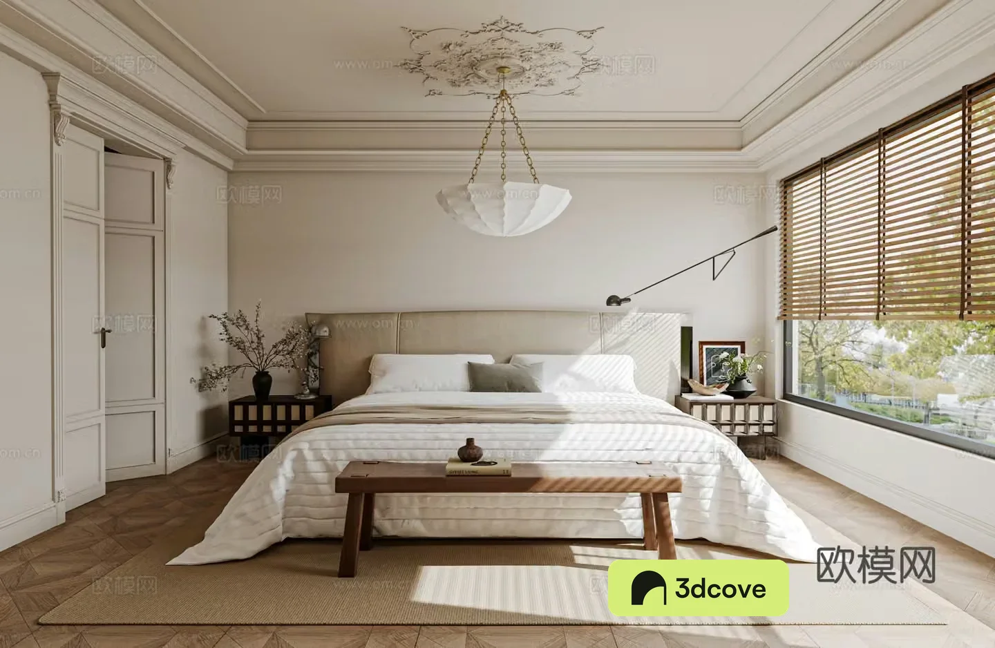 French style medieval style bedroom bed nightstand