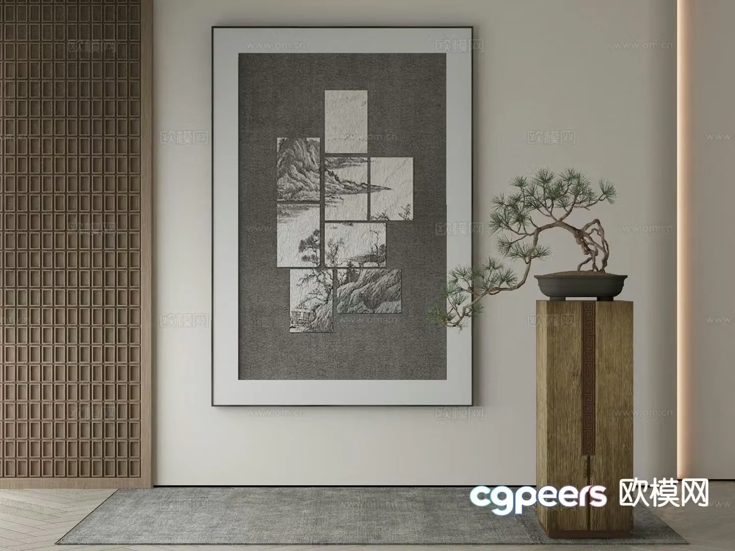 New Chinese style decorative painting abstract hanging painting 3d model
