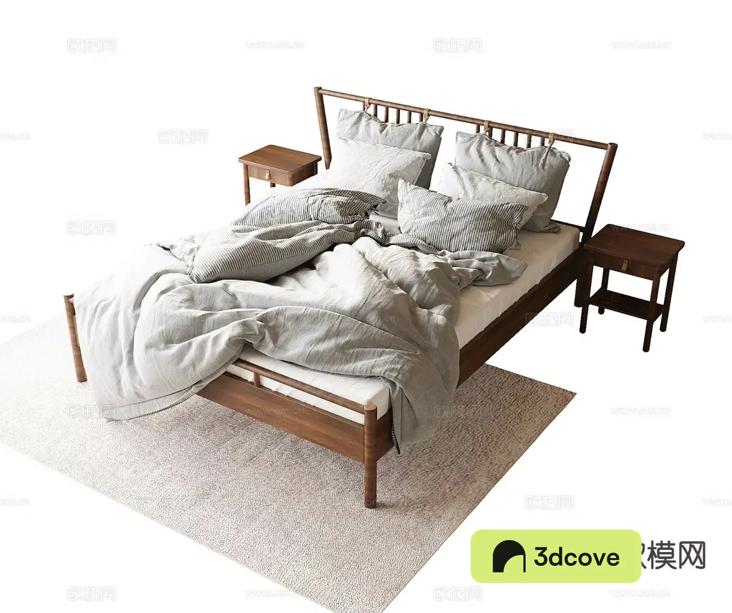 Log style double bed