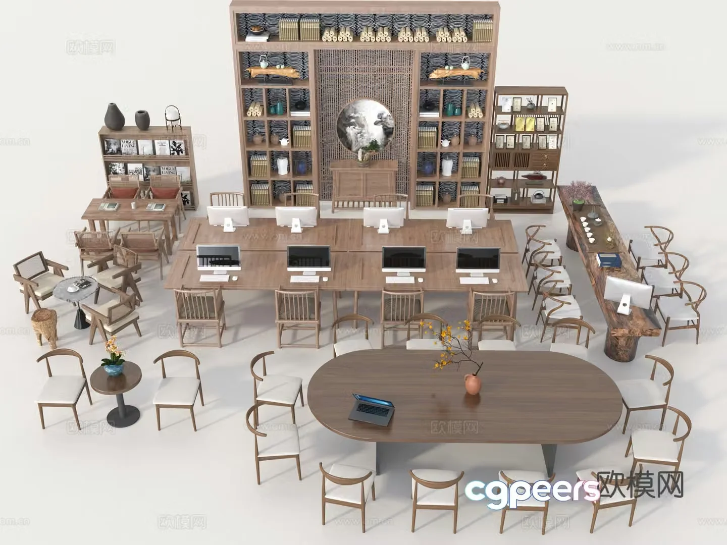 Office desk and chair combination 3D model