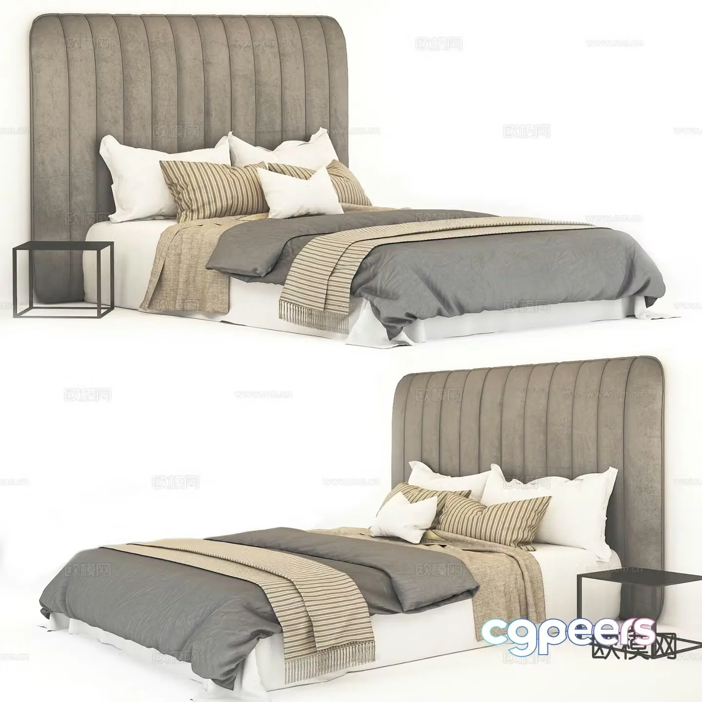 Modern double bed 3d model