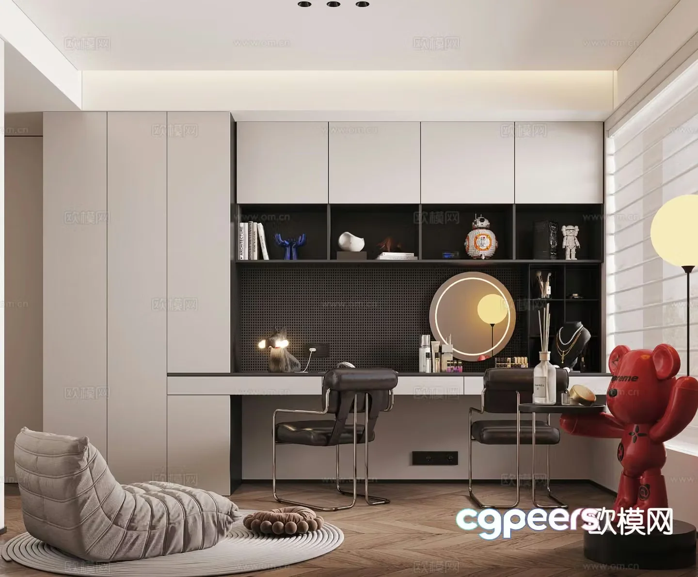 Modern study room 3d model