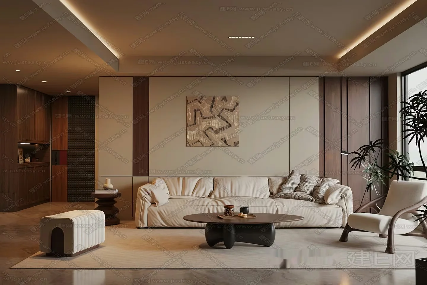 Modern Living Room 3D Model – 22351 – VRAY Render