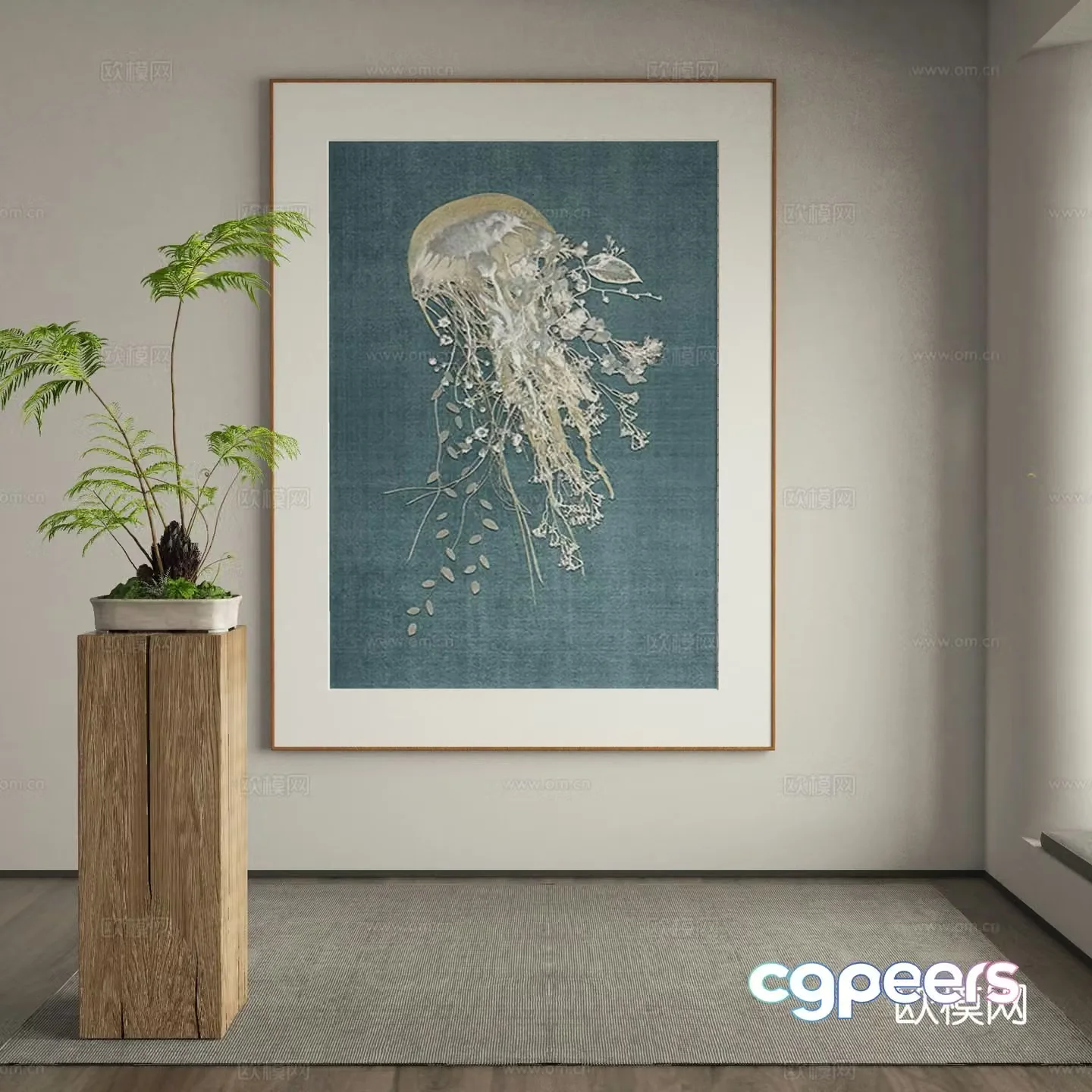 New Chinese texture painting decorative painting 3D model