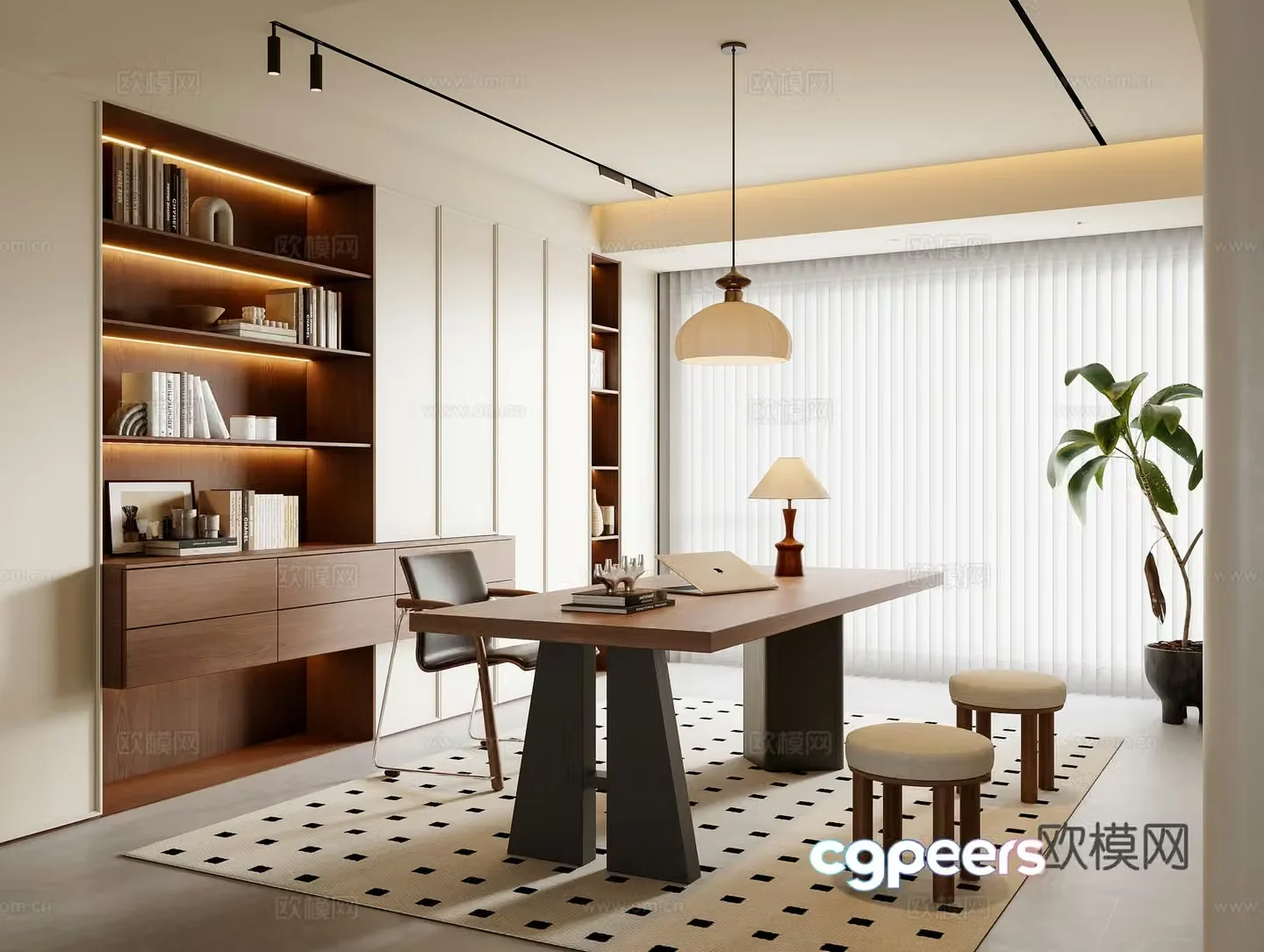 Middle-aged study room 3D model