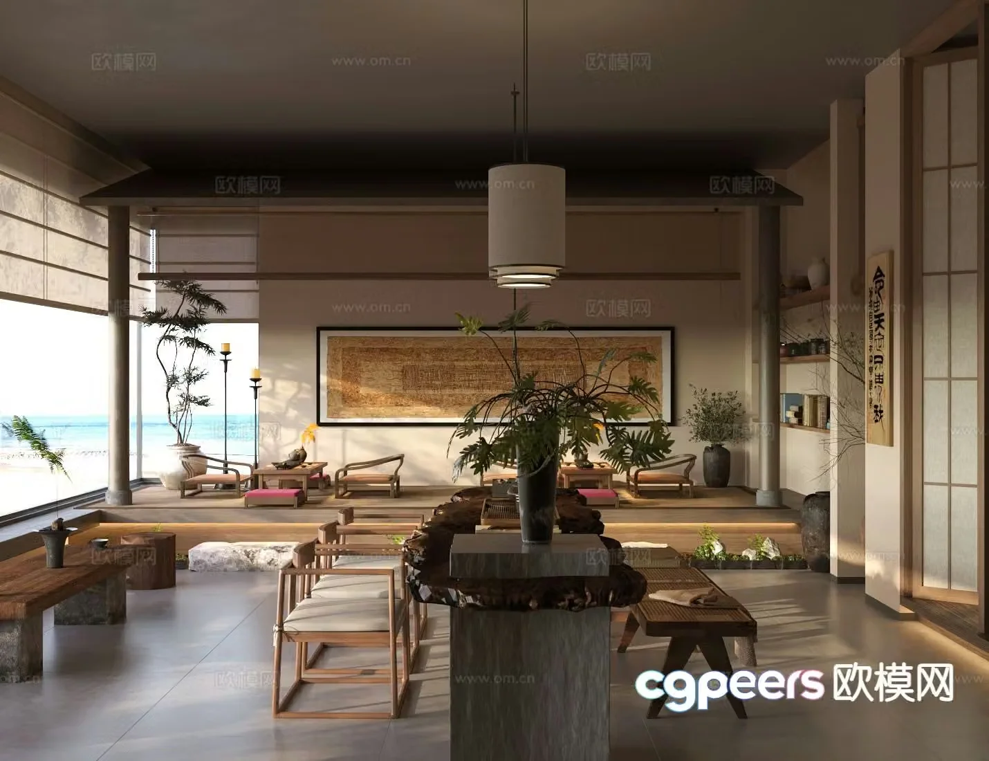 New Chinese-style teahouse teahouse 3D model