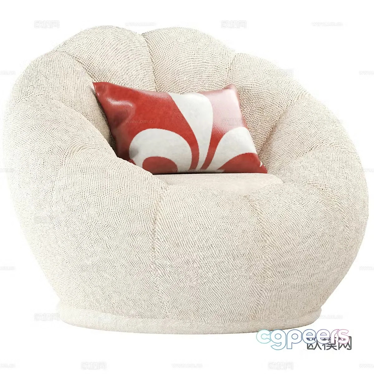 Modern cream style tulip casual sofa 3d model