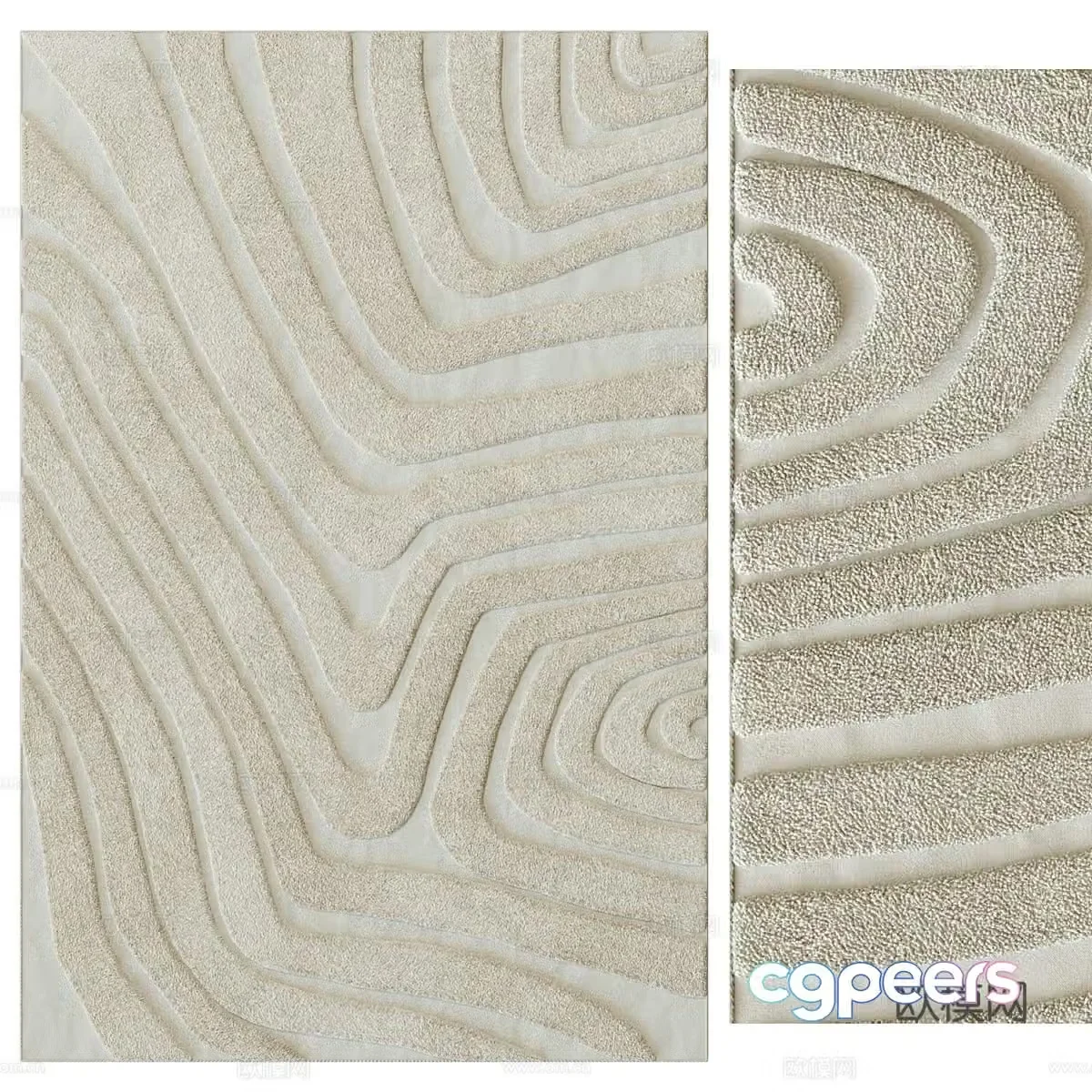 wool carpet square rug 3d model