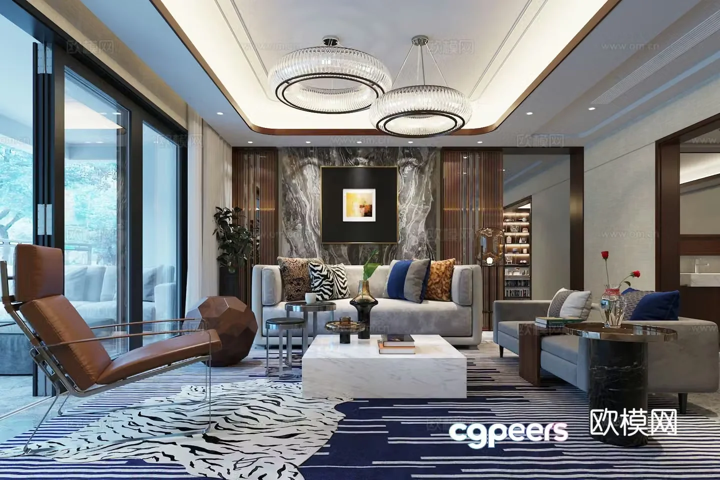 Light luxury living room 3D model