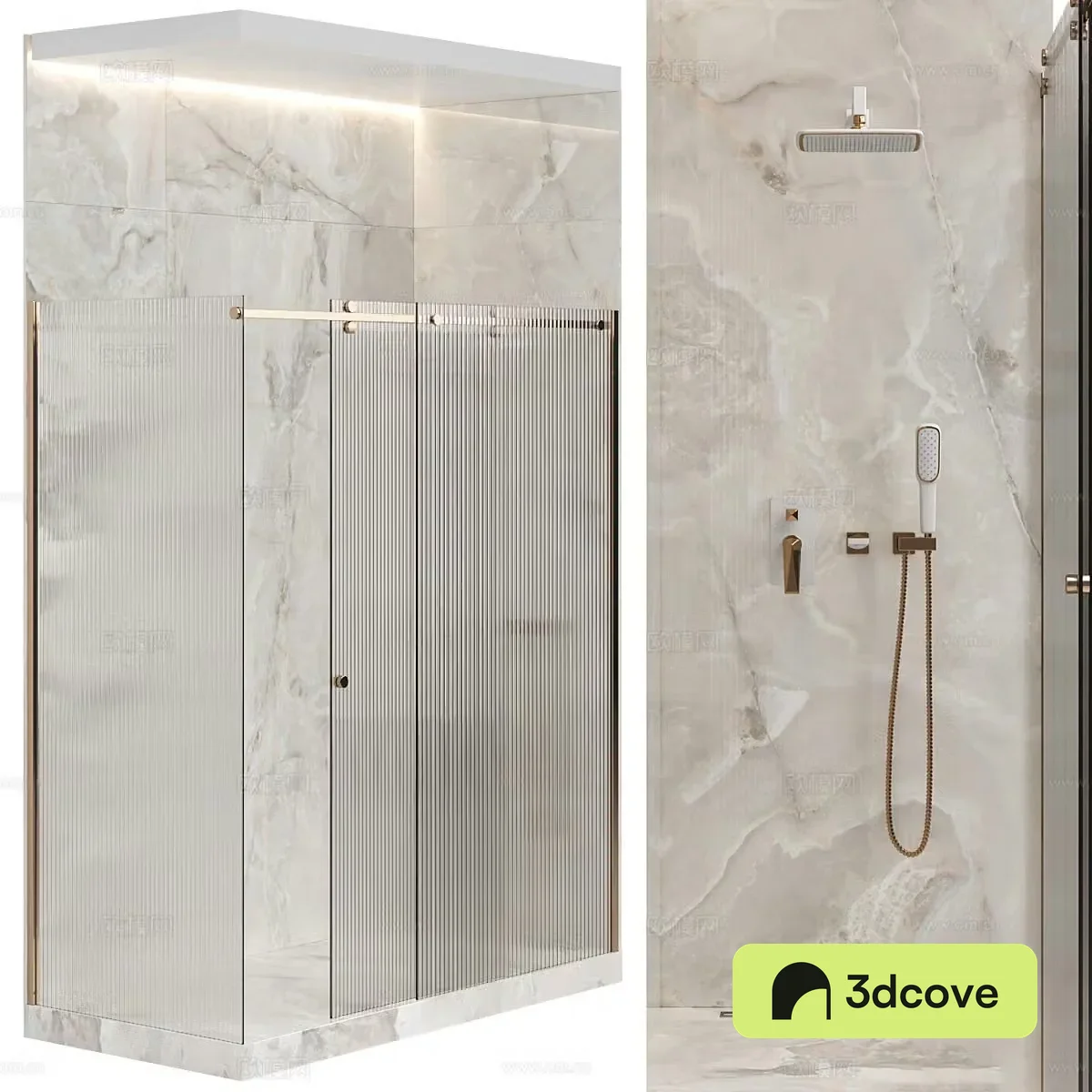 Modern Italian light luxury grooved glass shower room