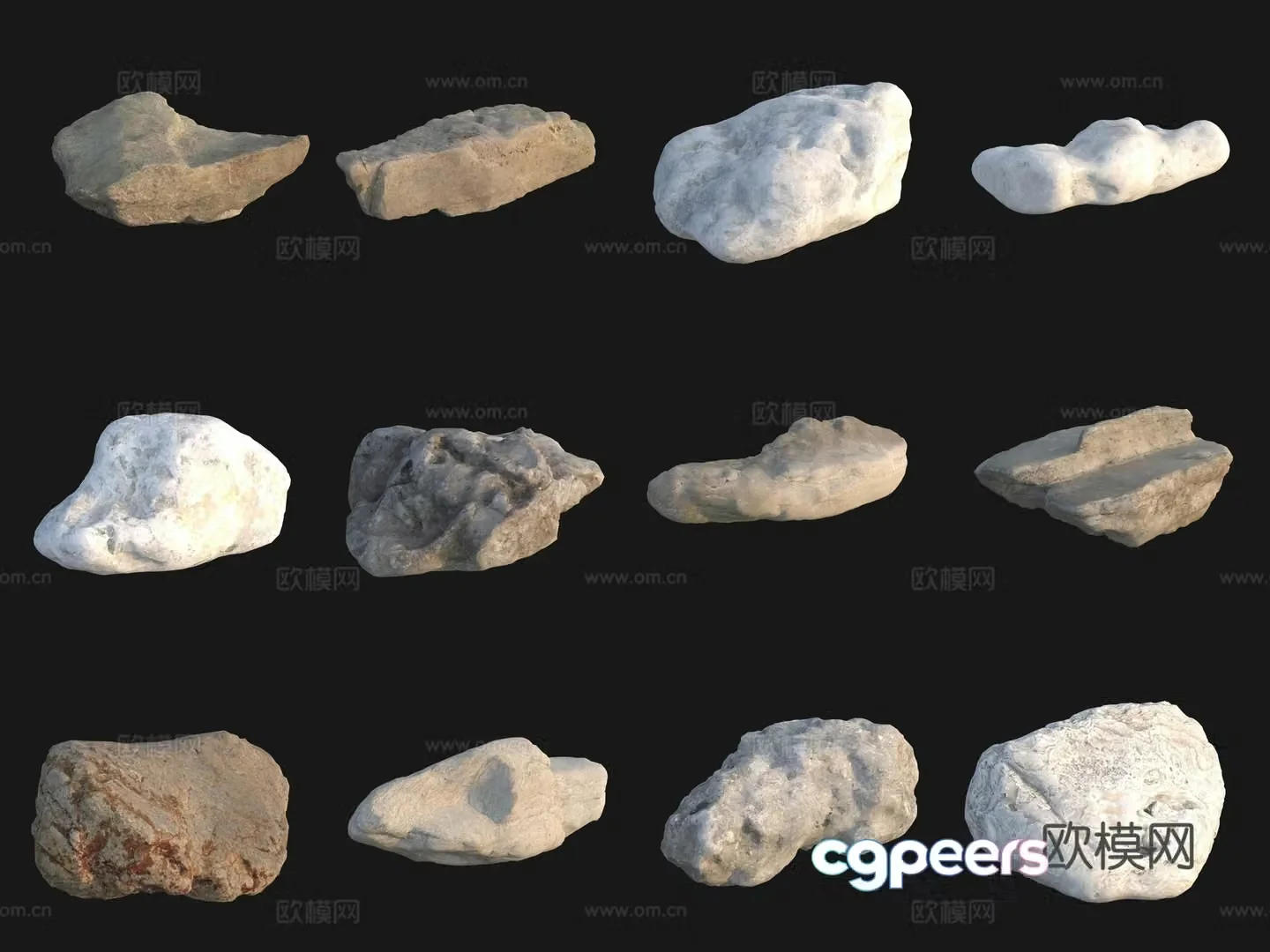 Rock big stone big stone white stone jade 3d model