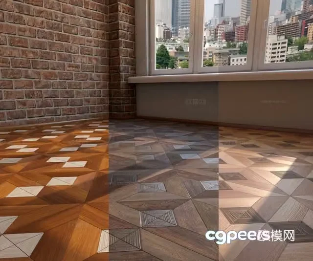 Floor medieval style parquet floor 3d model