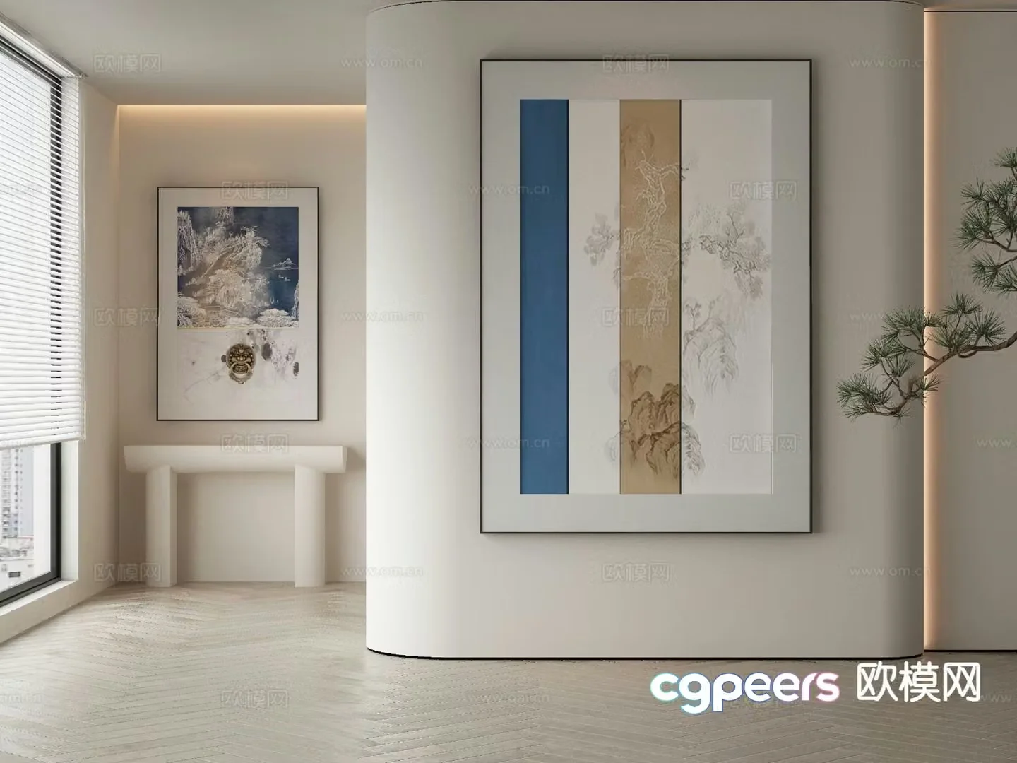 New Chinese style decorative painting Zen hanging painting 3D model
