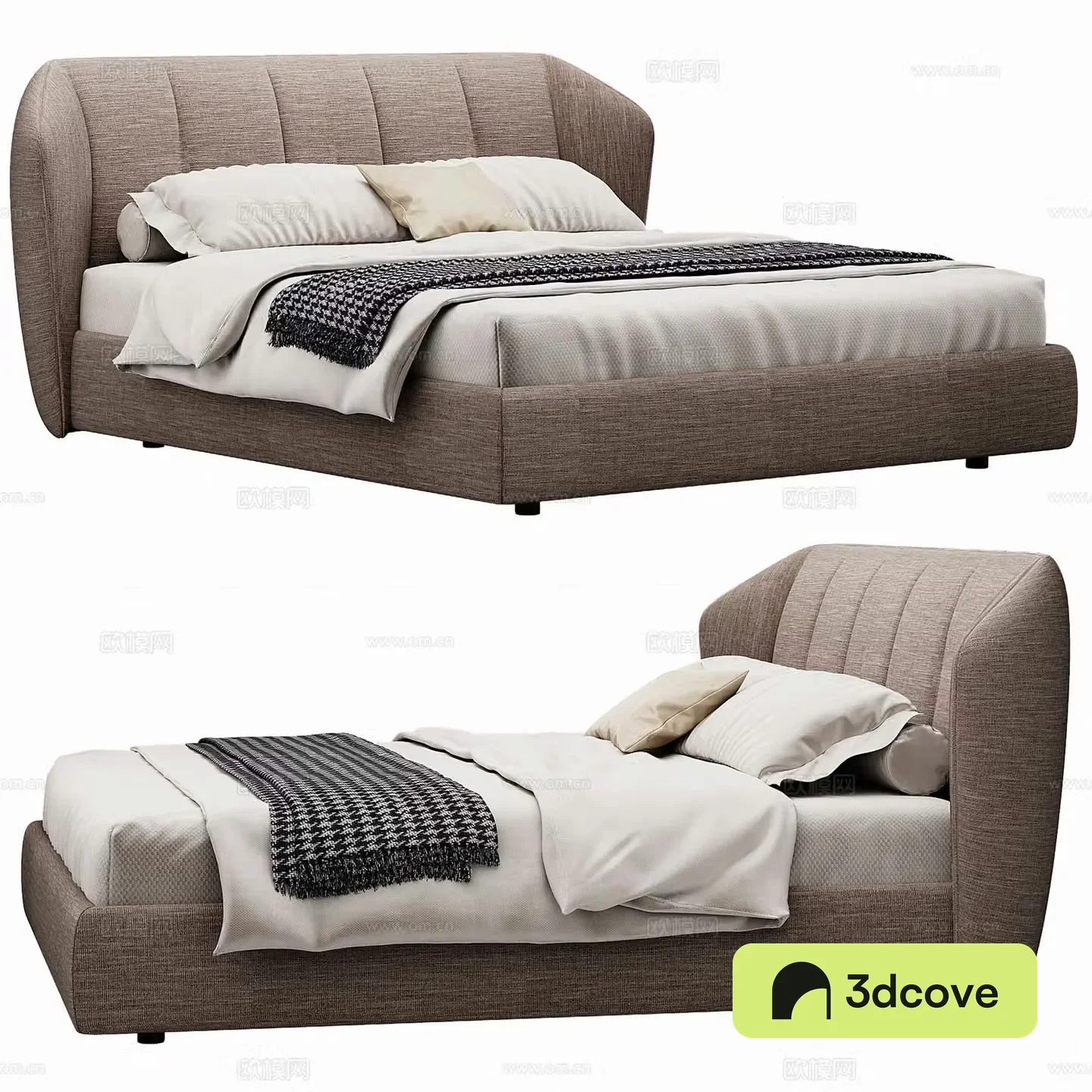 Modern Double Bed Fabric Double Bed Bedroom Bed Frame Bedding Pillow Holding