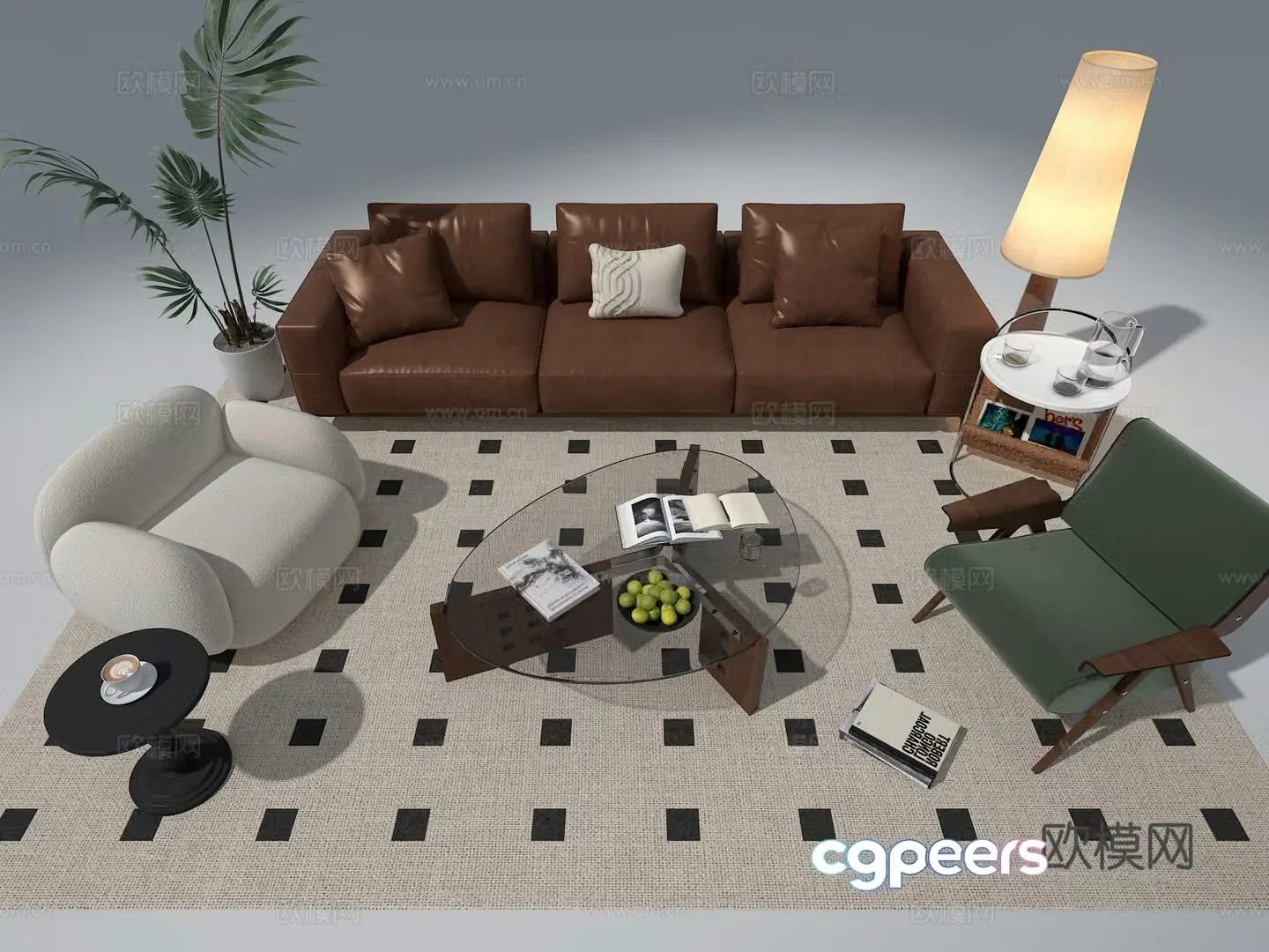 Sofa coffee table combination 3D model