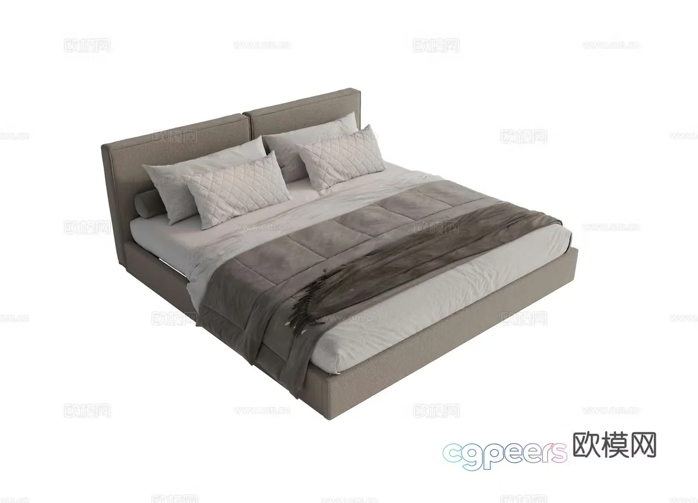 Modern fabric double bed master bedroom bed minimalist bedroom bed Minotti modern double bed 3d model