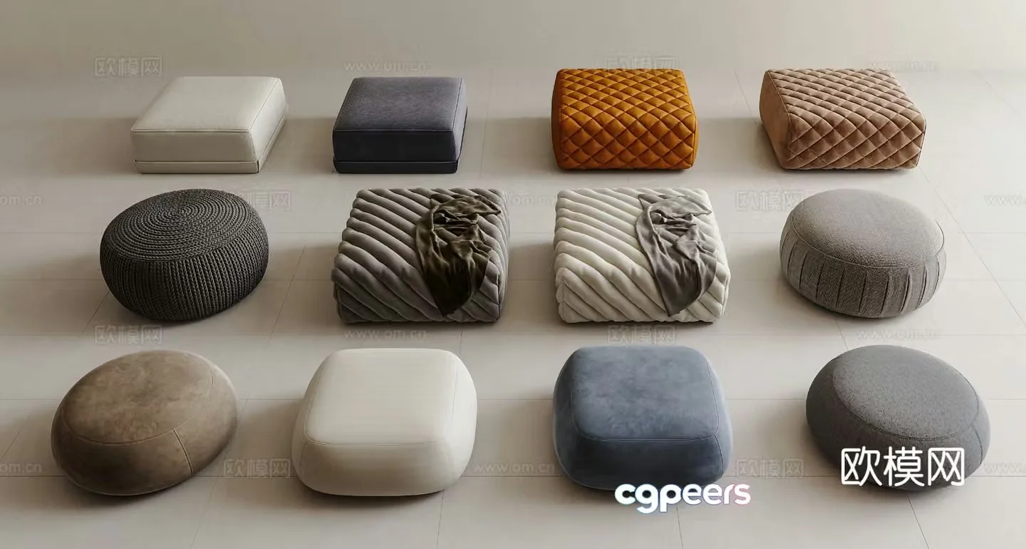 Stool sofa stool footrest round stool square stool 3d model