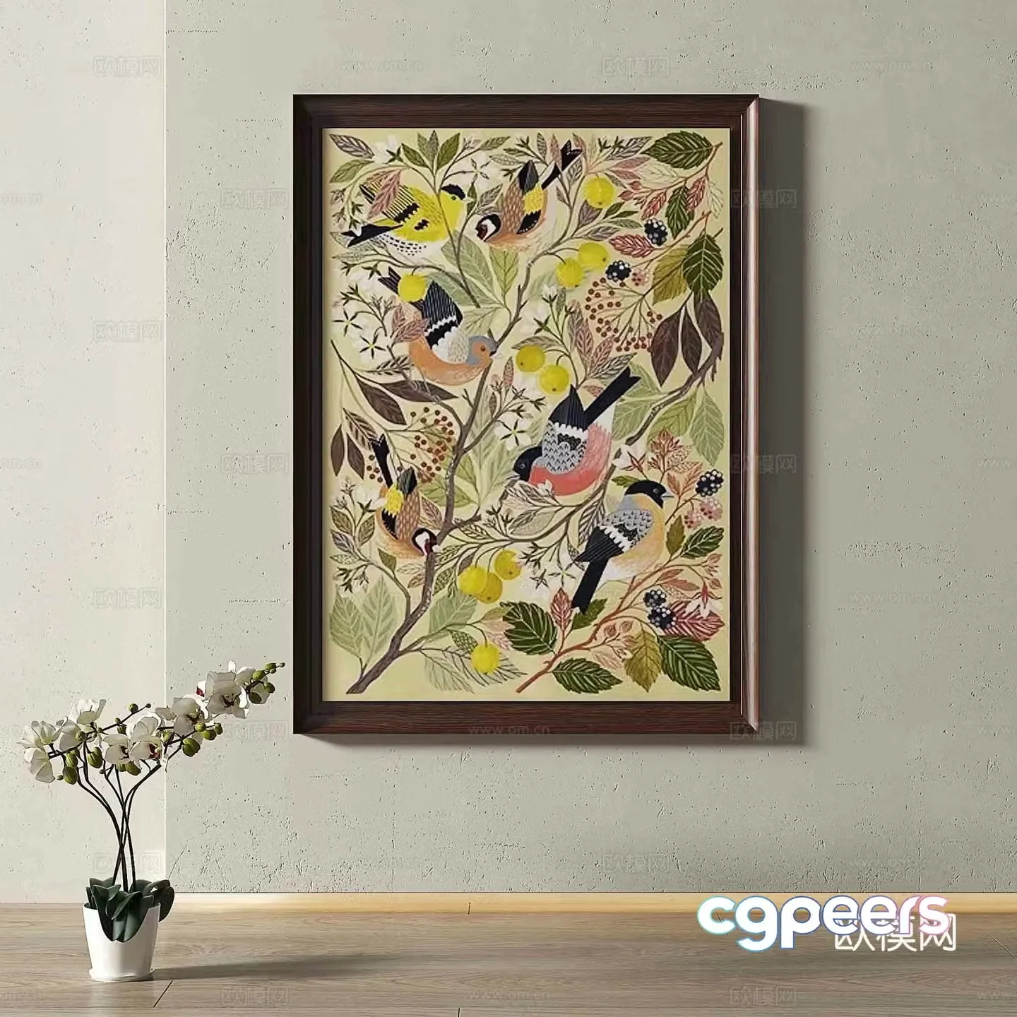 Retro hanging paintings decorative paintings 3d model