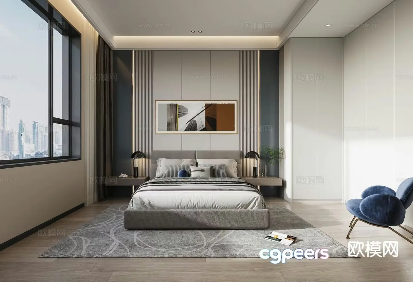 Simple bedroom master bedroom 3d model