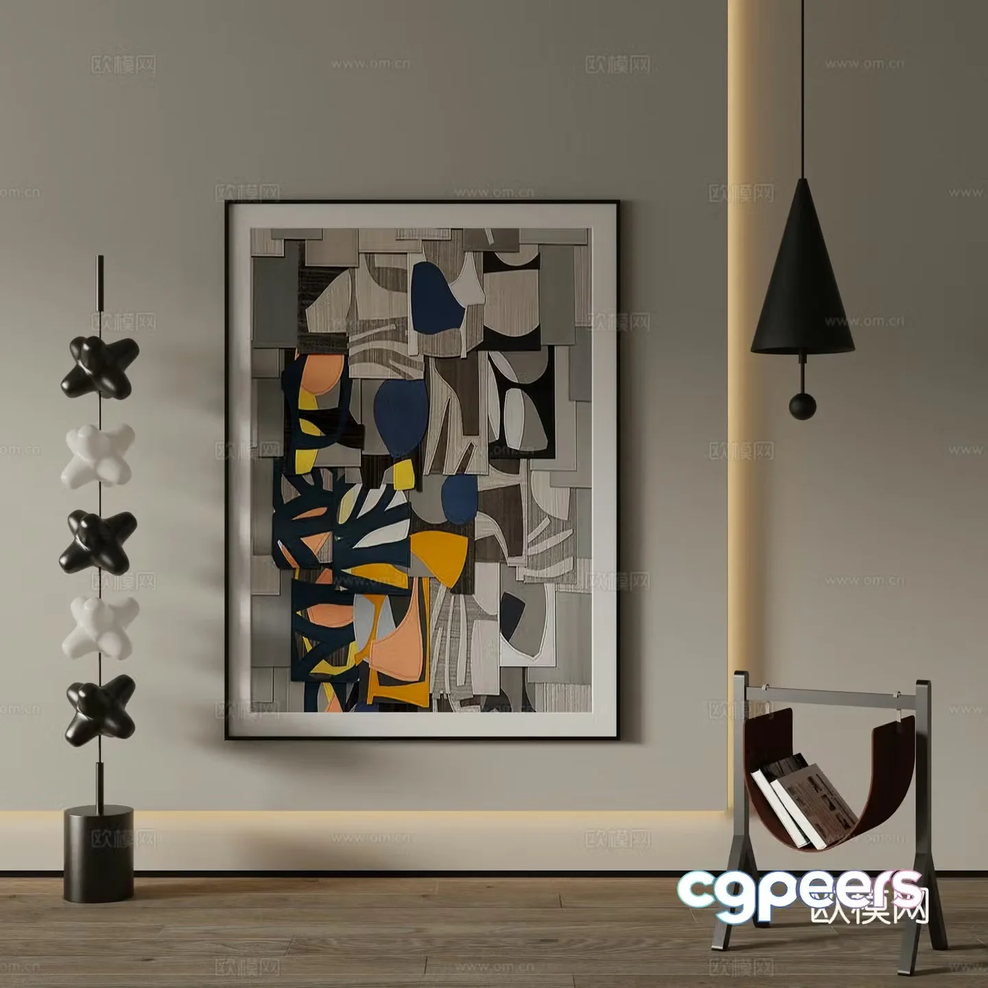 Modern decorative painting Geometric abstract painting 3d model