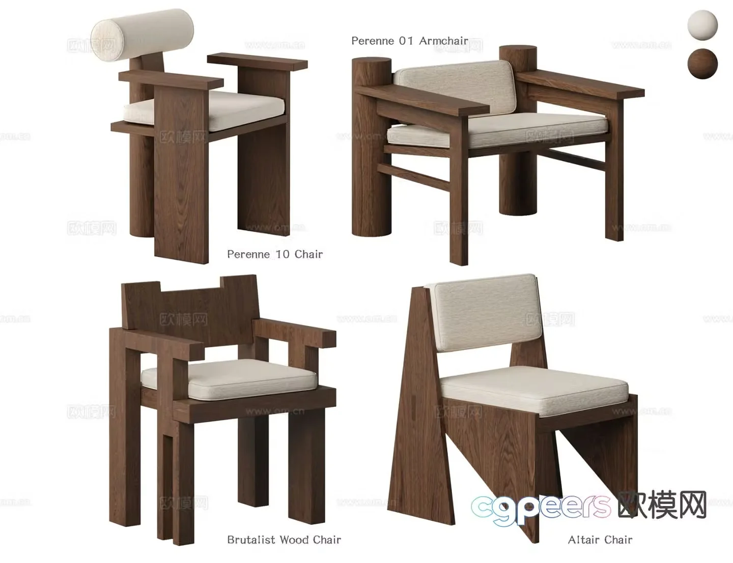 Medieval style armchair wooden chair retro leisure chair 3d model