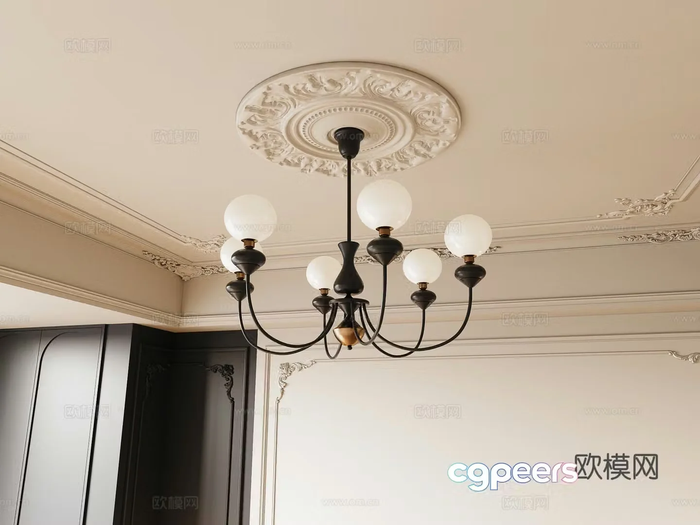 French retro style chandelier 3d model