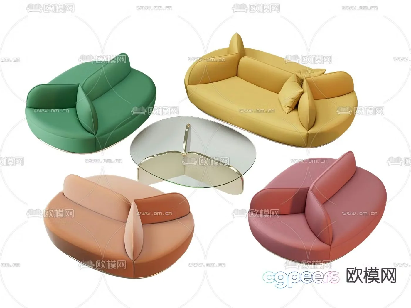 dopamine public sofa office sofa 3d model