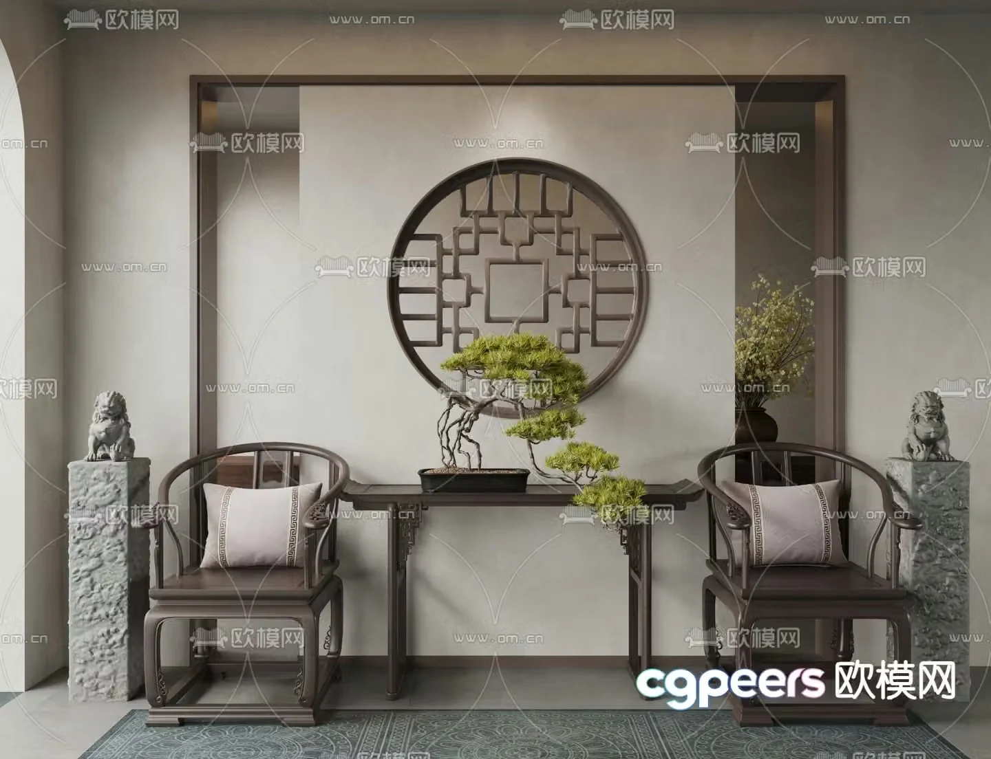 New Chinese style chair armchair 3d model
