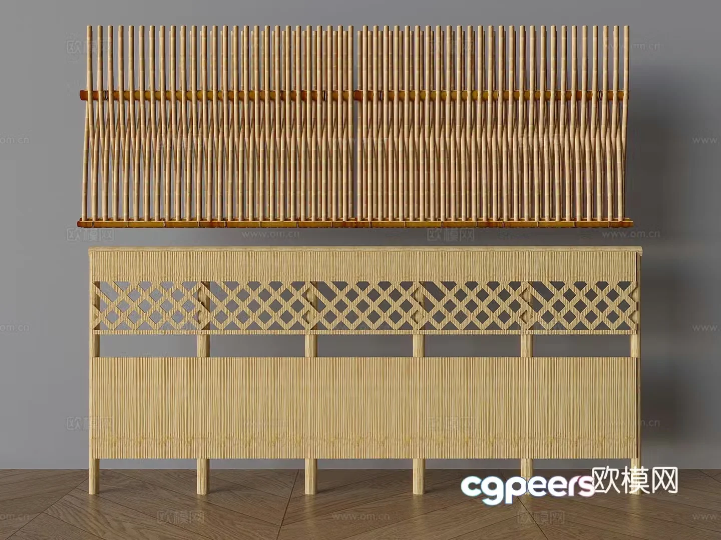 Bamboo fence fence garden fence partition guardrail 3d model