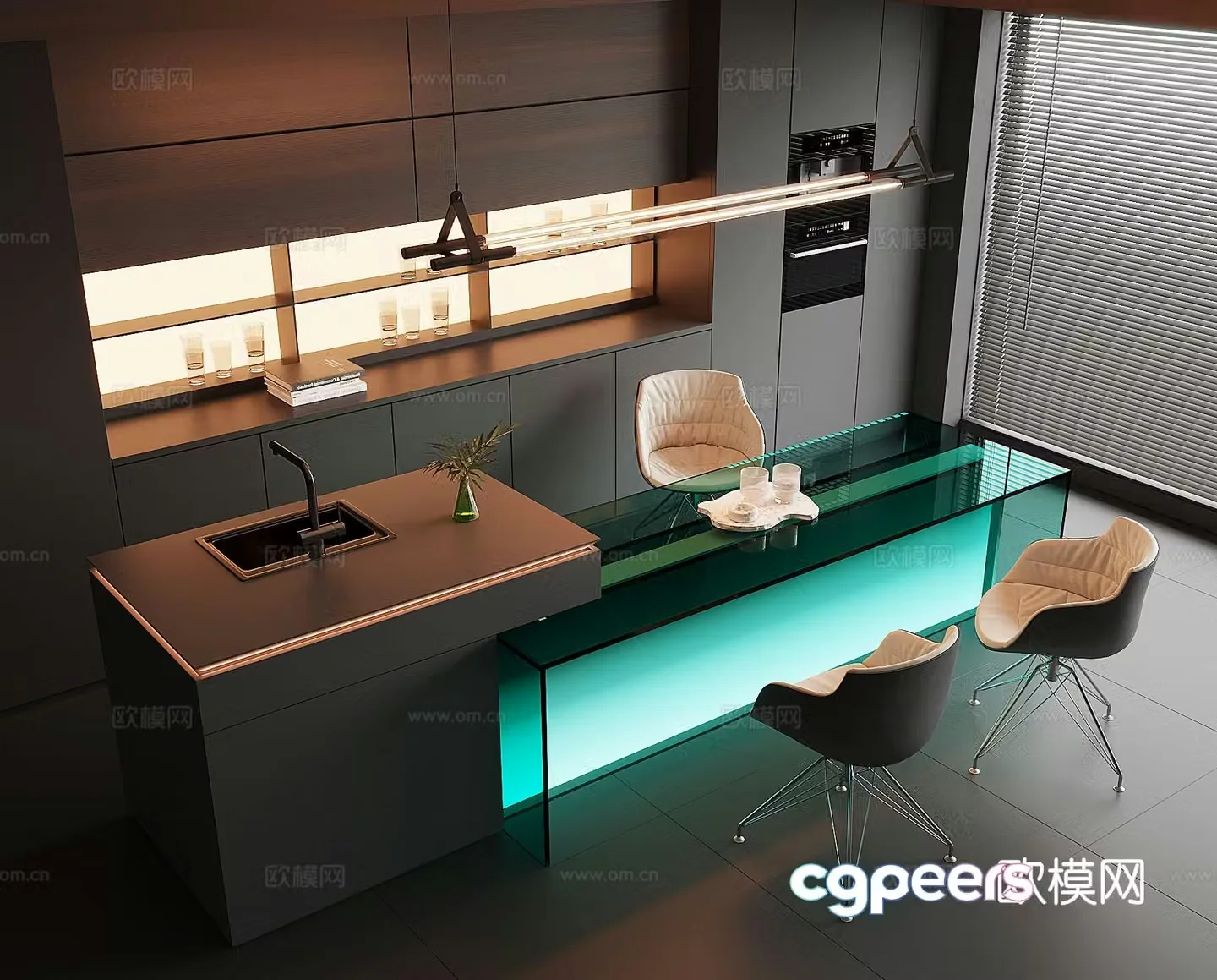 Nakashima bar water bar 3d model