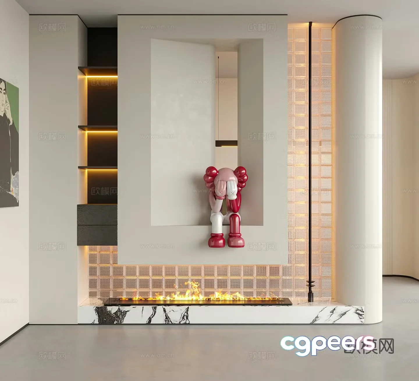 Modern decorative entrance door entrance sculpture ornaments 3D model