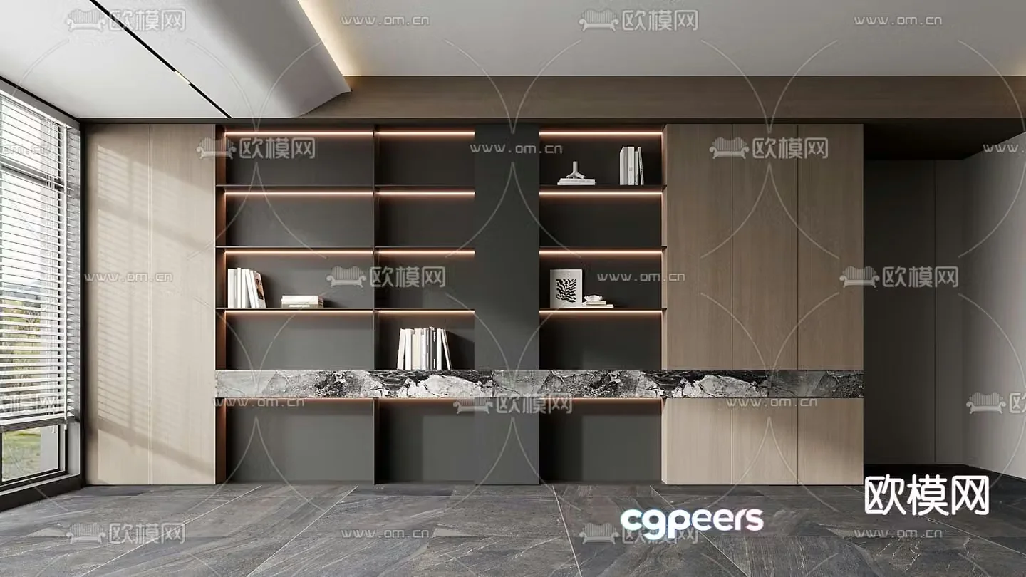 Modern decorative cabinet bookcase 3d model