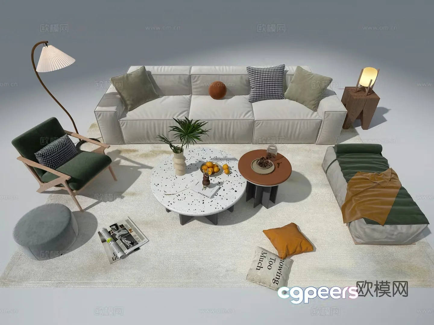 Sofa coffee table combination 3D model