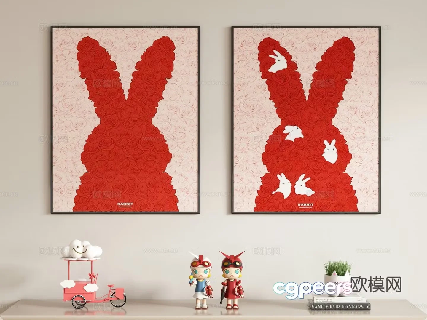 Creamy style children’s decorative painting hanging painting 3d model