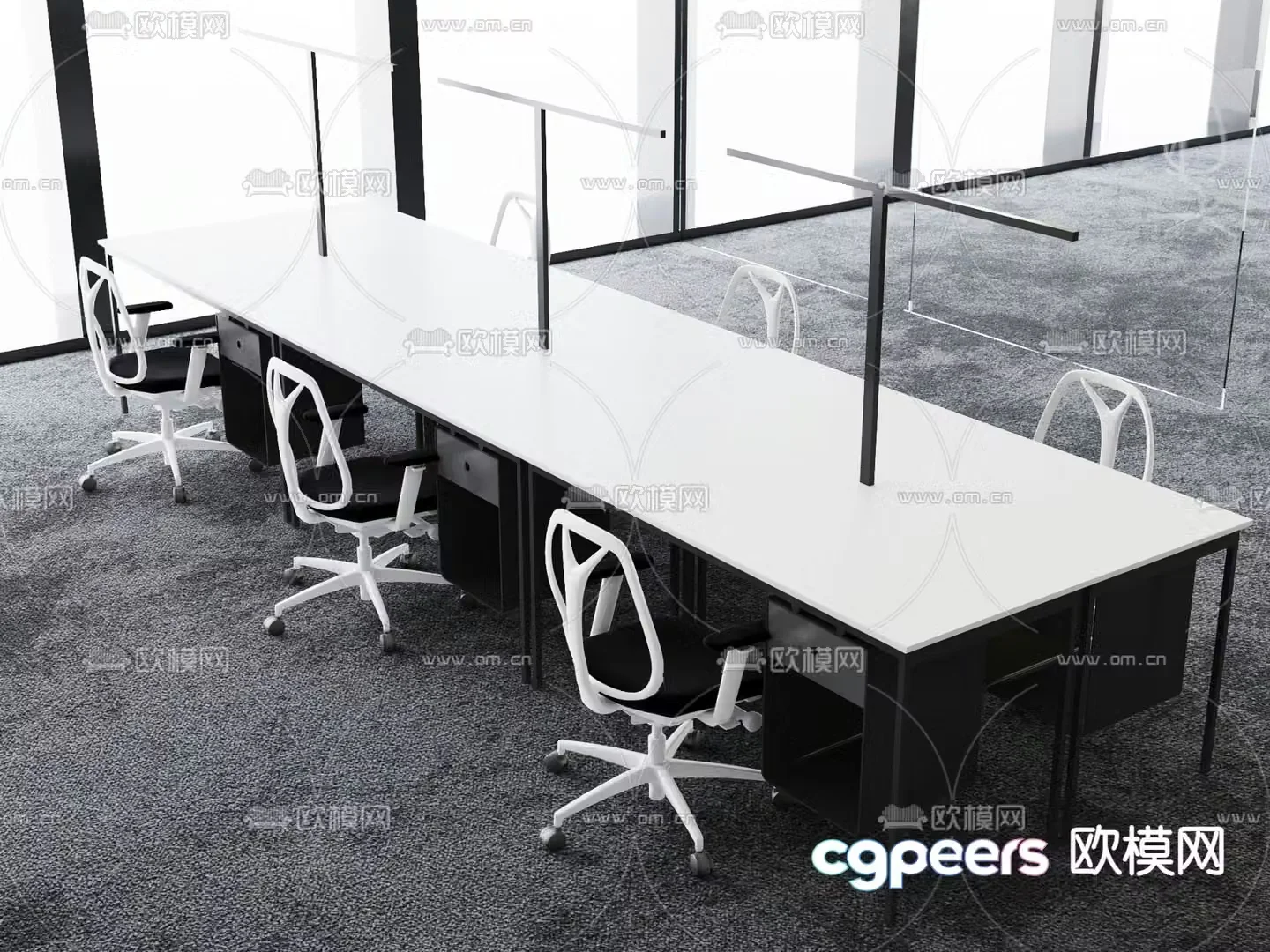 desk staff desk workstation 3d model