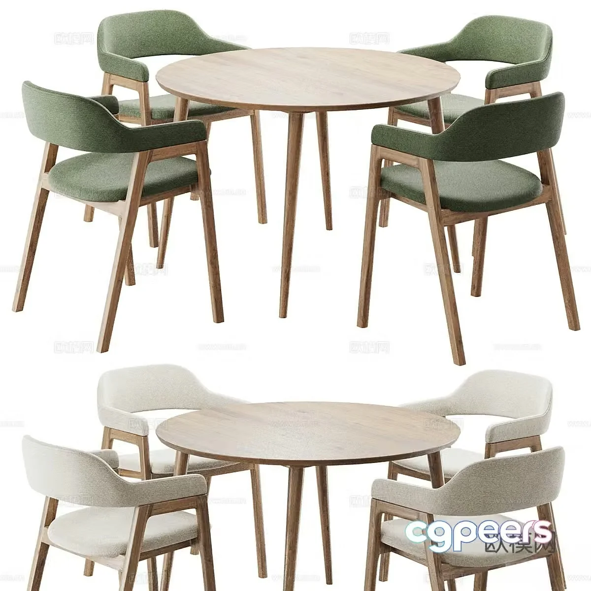 New Chinese dining table and chair 3D model