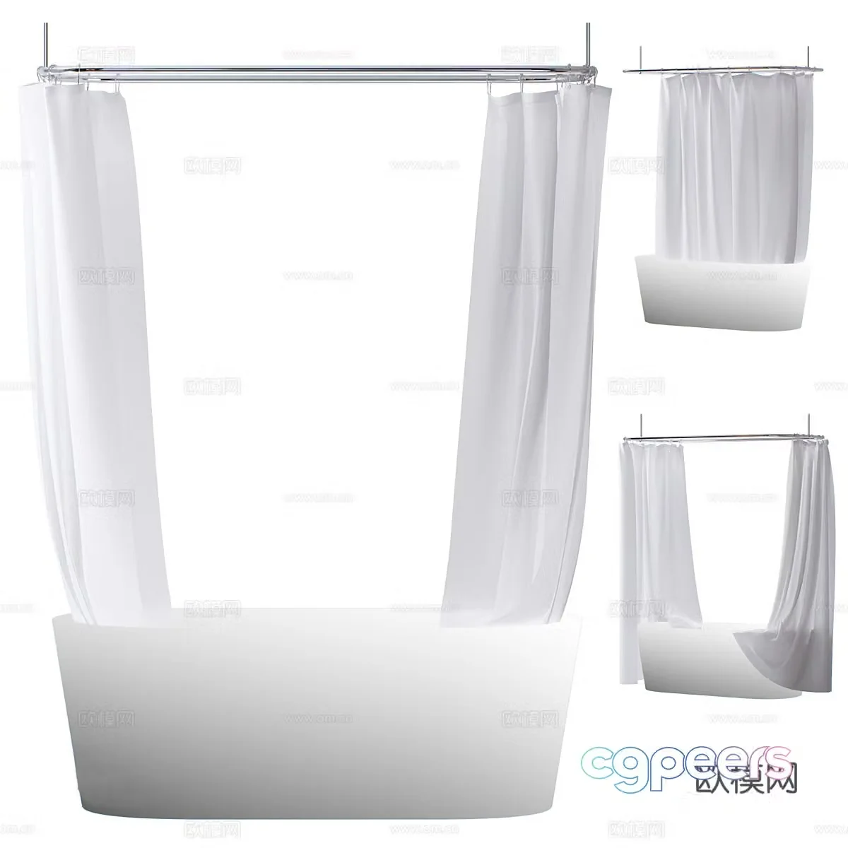 Bathtub Shower Curtain 3D Model