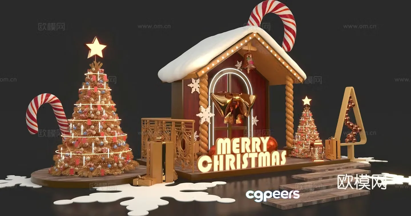 Modern Christmas display photo check-in point 3D model