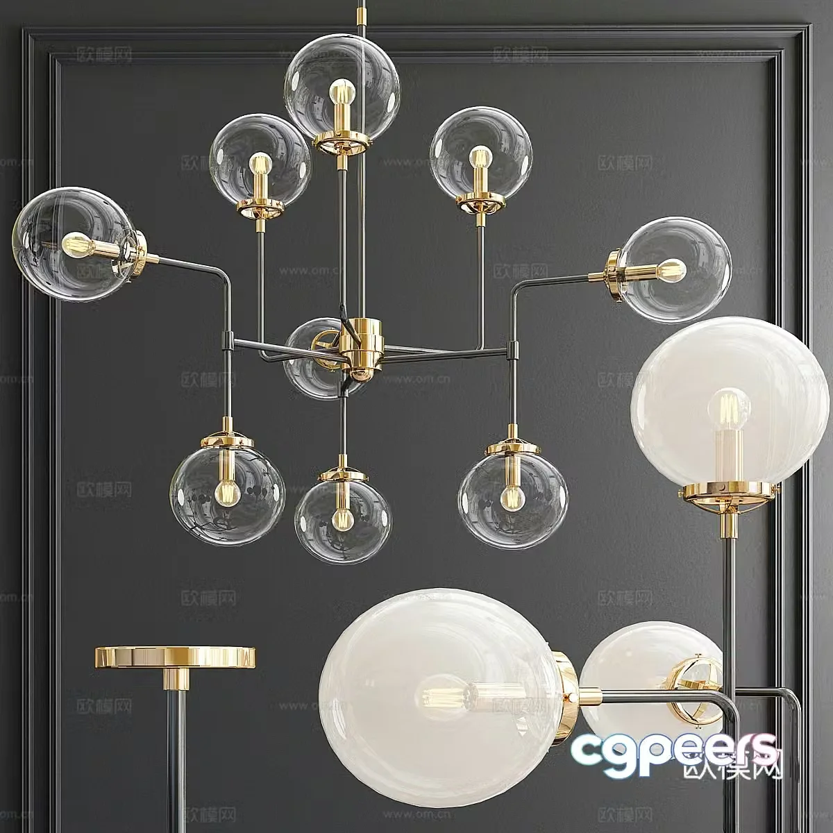 Modern minimalist decorative chandeliers 3d model