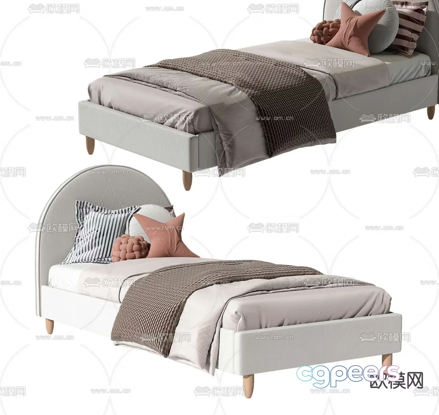 Modern children’s bed single bed 3d model