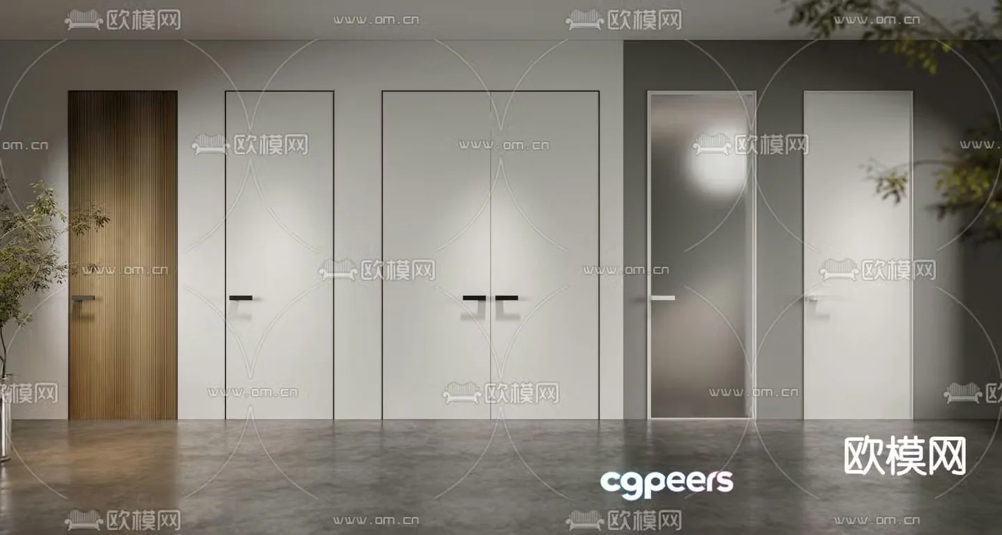 Minimalist door Frameless door Hidden door Bathroom door 3D model