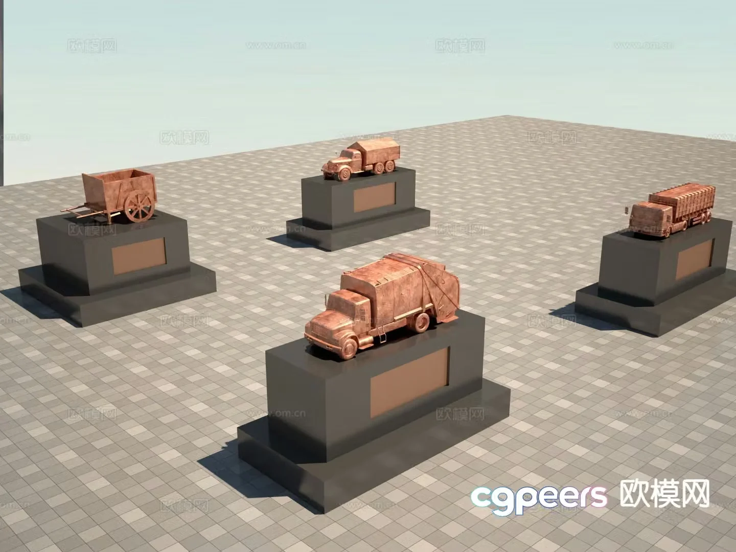 Garbage truck exhibit sculpture 3D model