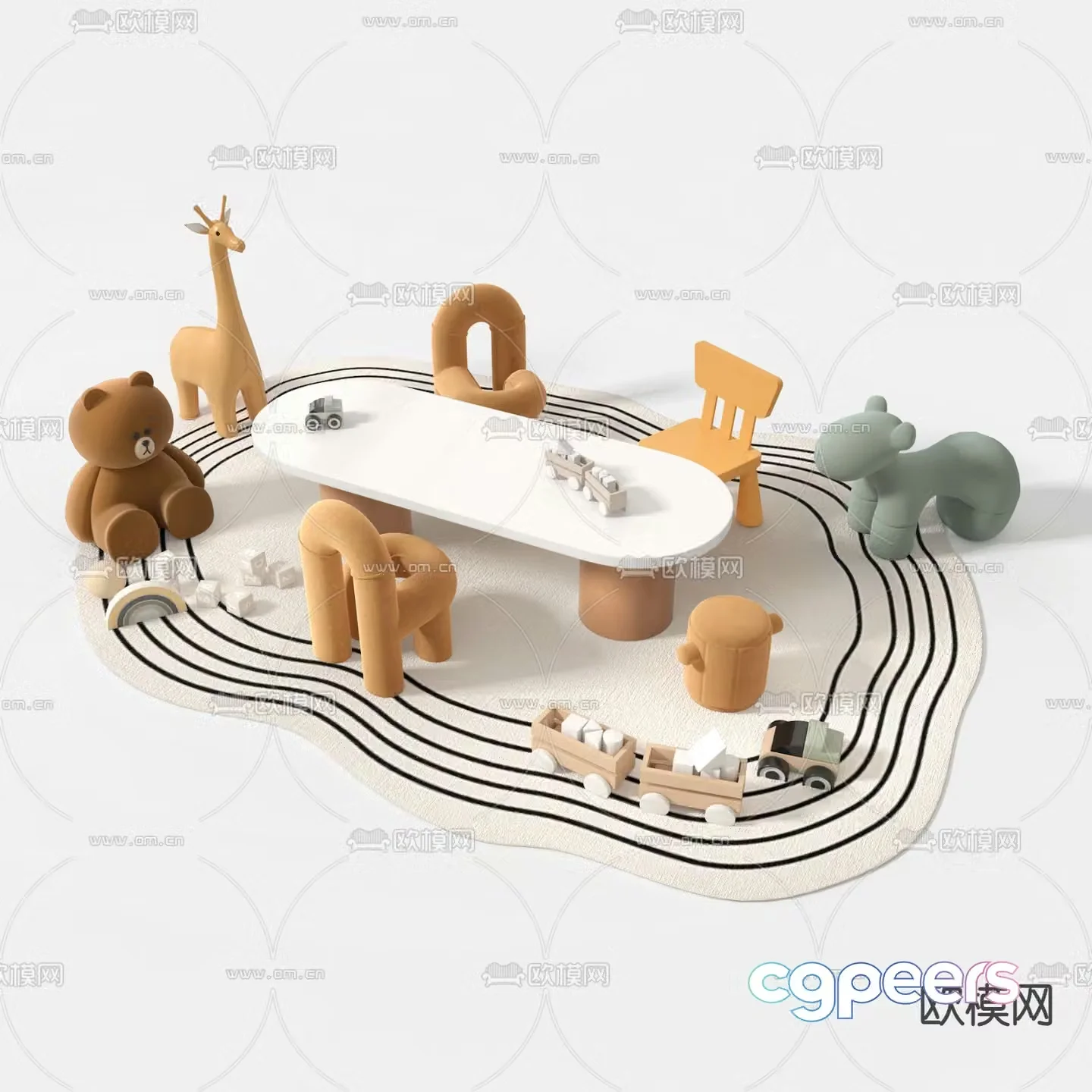 Children’s tables and chairs game tables and chairs 3d model