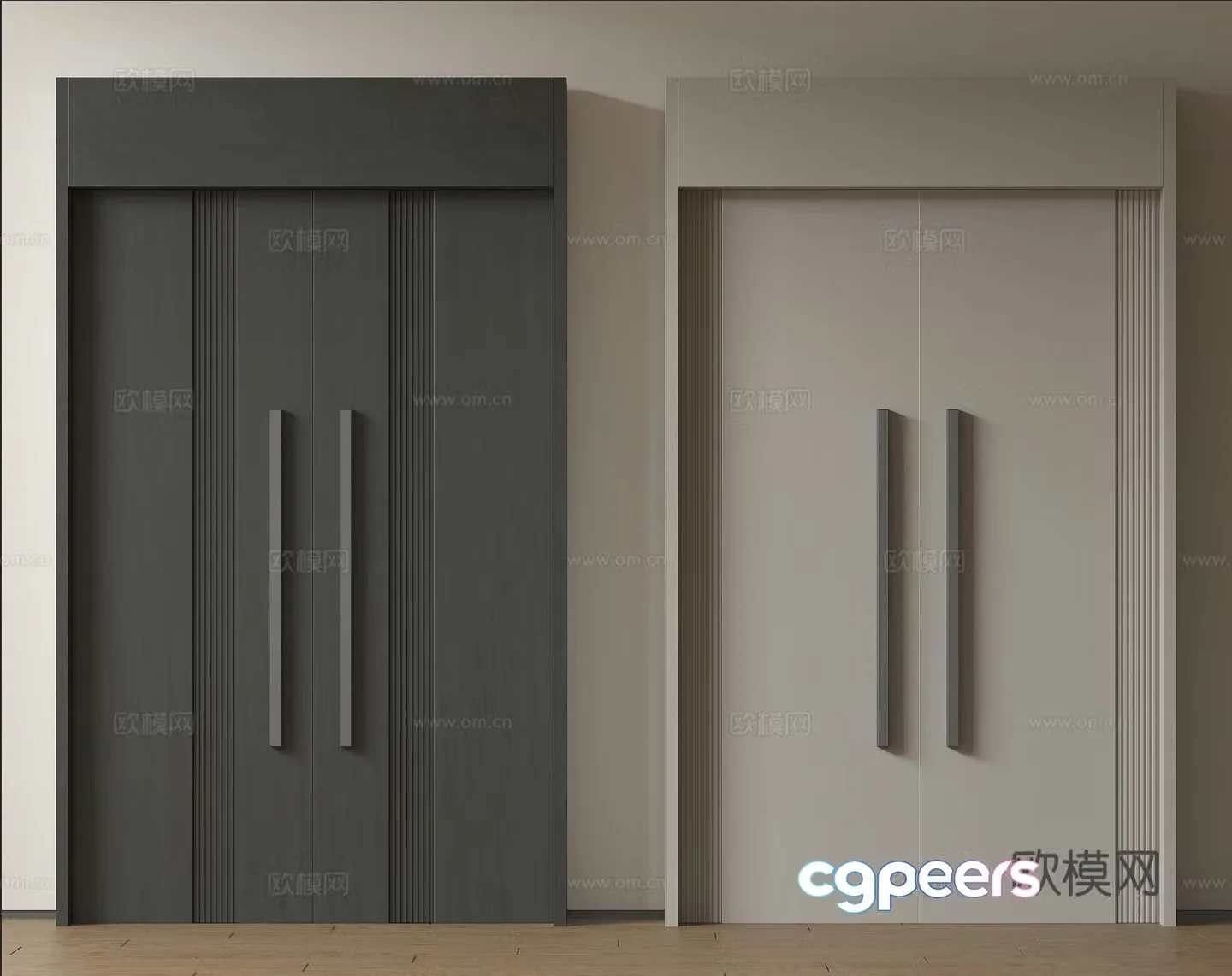 Modern double-opening door swing door entrance door security door top double-opening door main door mother and child door 3D model