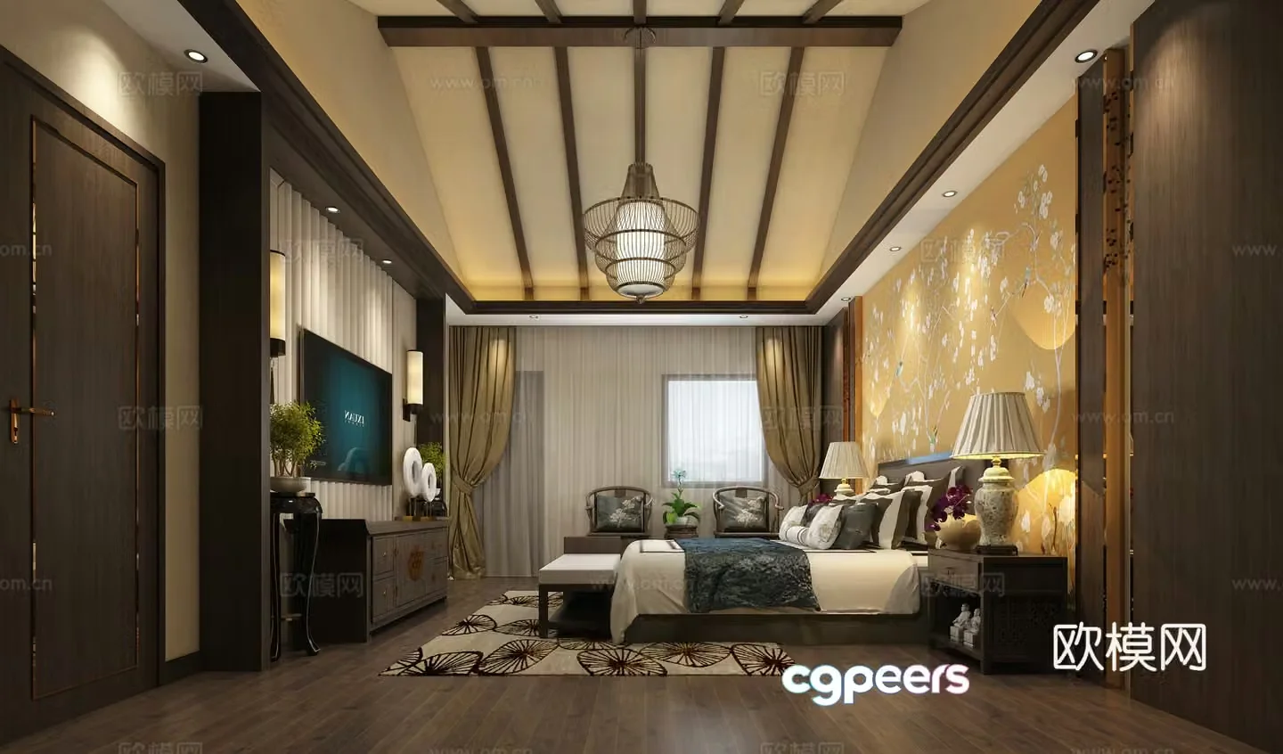 New Chinese style bedroom master bedroom 3D model