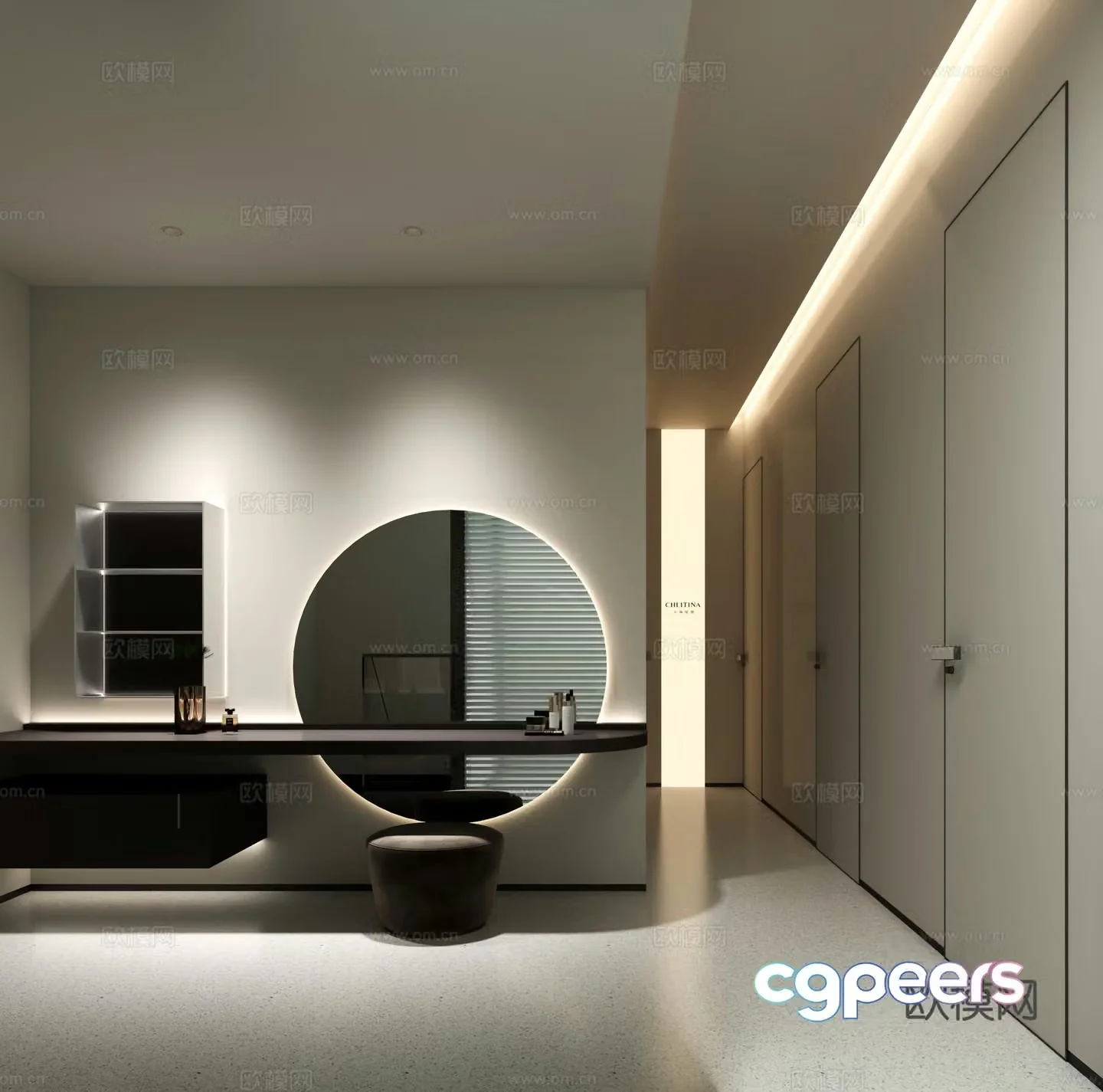 Modern beauty spa shop corridor aisle 3d model