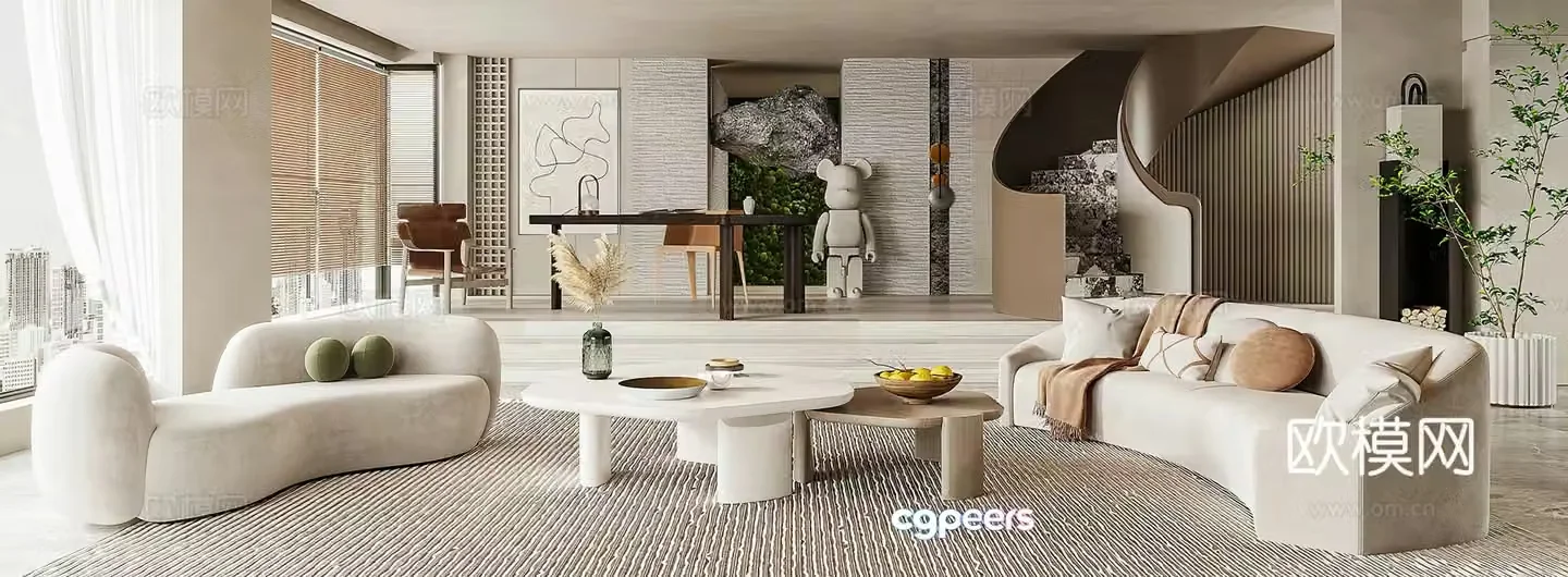 Modern living and dining room combination sofa modern living room casual sofa Wasabi living room study 3d model