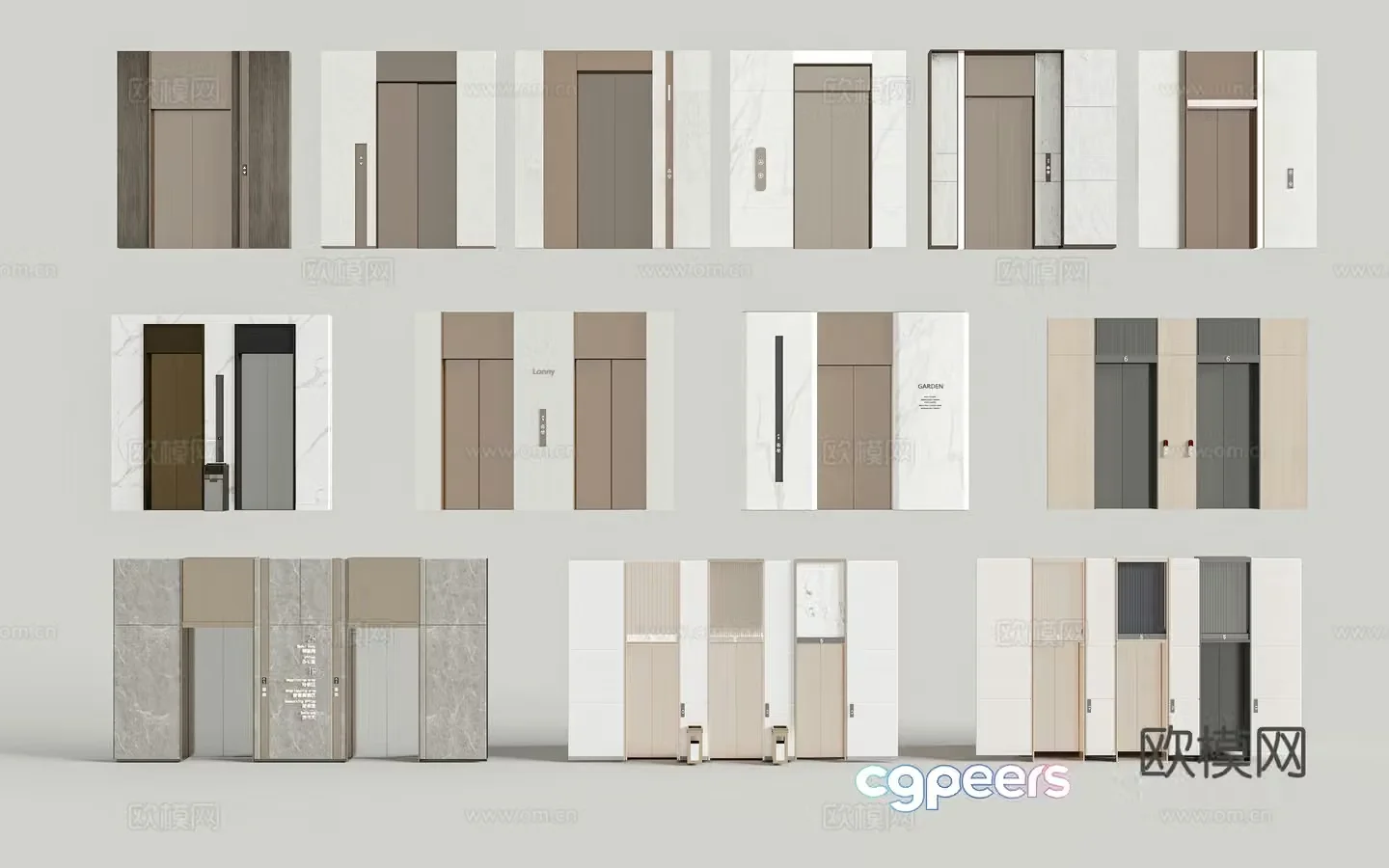 Modern elevator elevator elevator door lift button trash can stainless steel elevator 3d model