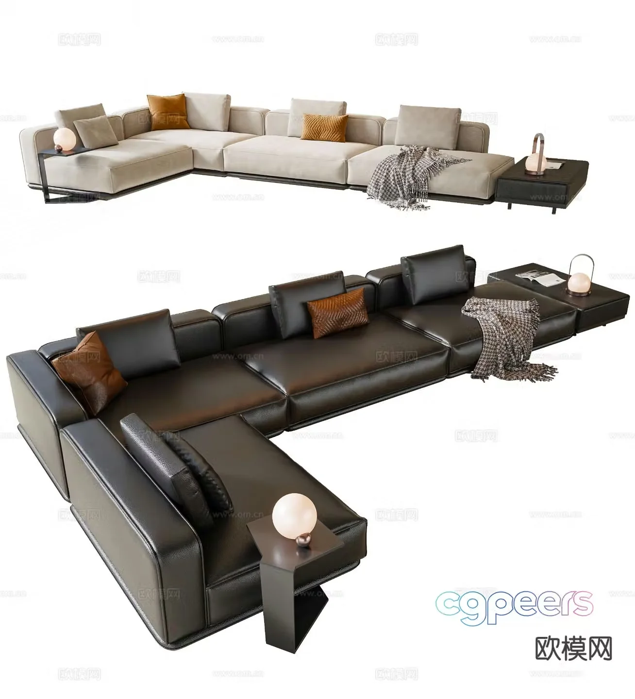 Italian multi-person sofa corner sofa 3d model